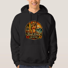 Surf Shack Surfer Pin-Up | Reite die Wellen Strand Hoodie
