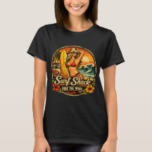Surf Shack Surfer Pin-Up | Reite die Wellen Strand