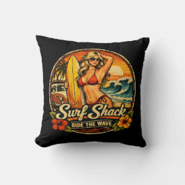 Surf Shack Surfer Pin-Up | Ride The Waves Beach Kissen