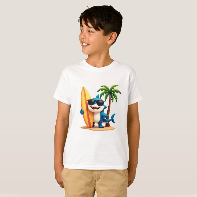 Surf Shark Vibes 🦈 Cool Beach Cartoon Style T-Shi T-Shirt (Vorne ganz)