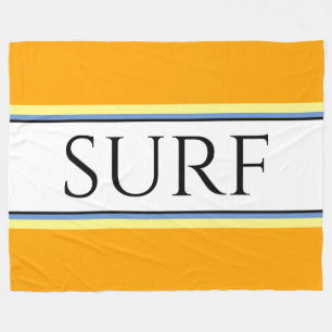 SURF Spaß Golden Yellow White Blue Racing Streifen Fleecedecke