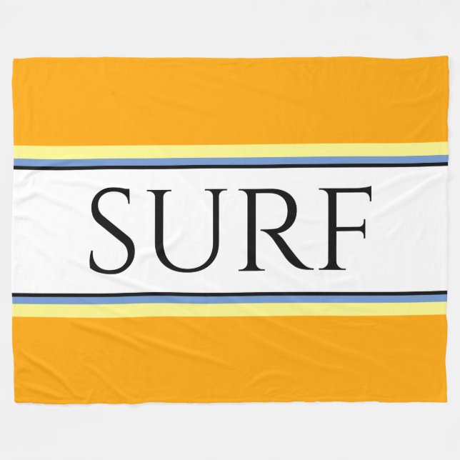 SURF Spaß Golden Yellow White Blue Racing Streifen Fleecedecke (Vorderseite (Horizontal))