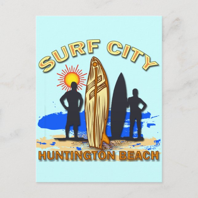 SURF STADT HUNTINGTON BEACH POSTKARTE (Vorderseite)