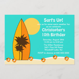 Surf Surf Nage Invitation d'anniversaire