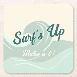 Surf Themed Kids Birthday Party Paper Coasters Rechteckiger Pappuntersetzer