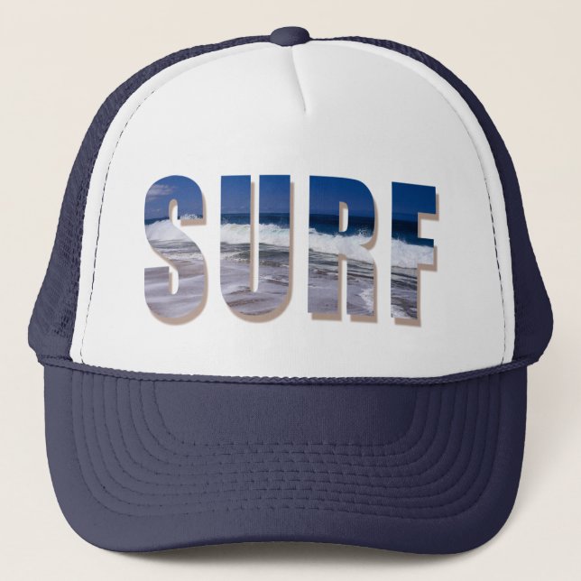 "Surf" Trucker-Kappe mit hawaiianischer Wave Print Truckerkappe (Vorderseite)