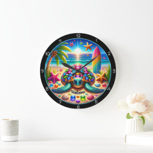 Surf Turtle Beach Welcome Clock Große Wanduhr