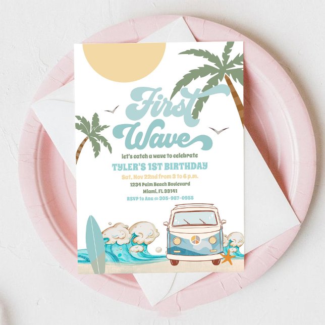 Surf Van Beach Geburtstagseinladung Einladung (Von Creator hochgeladen)