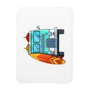 Surf Van Surfbrett Palmen Surfen Surfer Wellen Magnet