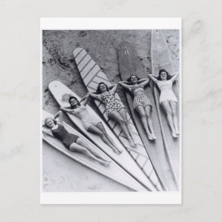 surf vintage dames Many Beach Australie Carte post