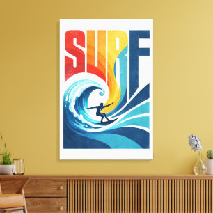 SURF Wave Surfer – Retro-Surf-Lifestyle-Kunst Leinwanddruck