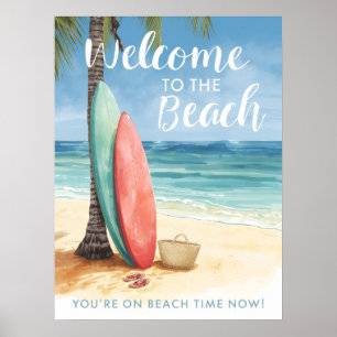 Surf Willkommen am Strand Surfbrett Küste Poster