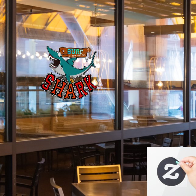 Surf with the Shark Fensteraufkleber (Restaurantfenster)