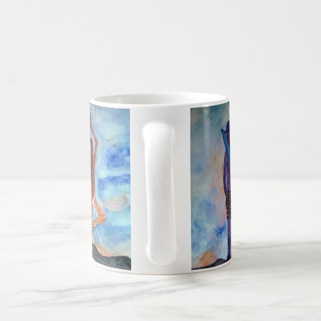 Surf Yoga Romantische Malerei Weiße Tasse (Henkel)