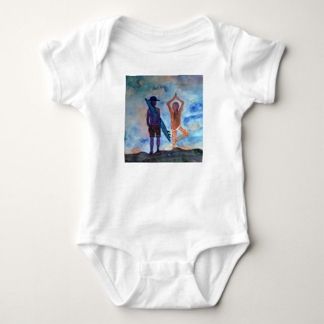 Surf Yoga Sunset Baby Jersey Bodysuit Baby Strampler (Vorderseite)