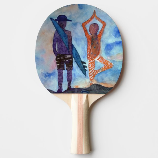 Surf Yoga Sunset Fairy Zeichnend Ping Pong Paddle Tischtennis Schläger (Vorderseite)