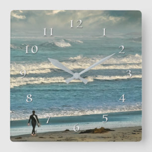 Surfauspedition Surf und Merge Quadratische Wanduhr