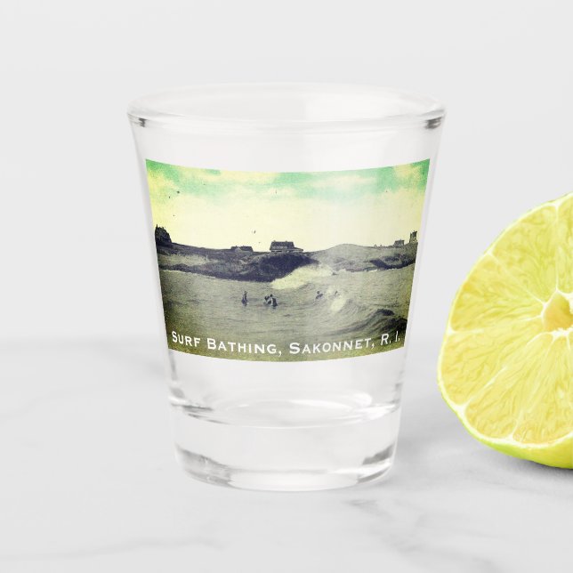 Surfbaden, Warren's Point Beach, Little Compton Schnapsglas (Vorderseite)