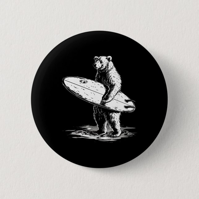 Surfbär Cool Beach-Abenteuer-Design  Button (Vorderseite)