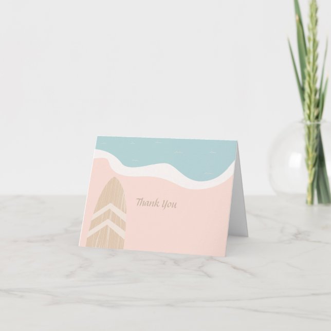 Surfboard Beach Baby Dusche geklappt Danke Karte (Vorderseite)