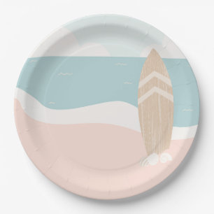 Surfboard Beach Baby Dusche Pappteller