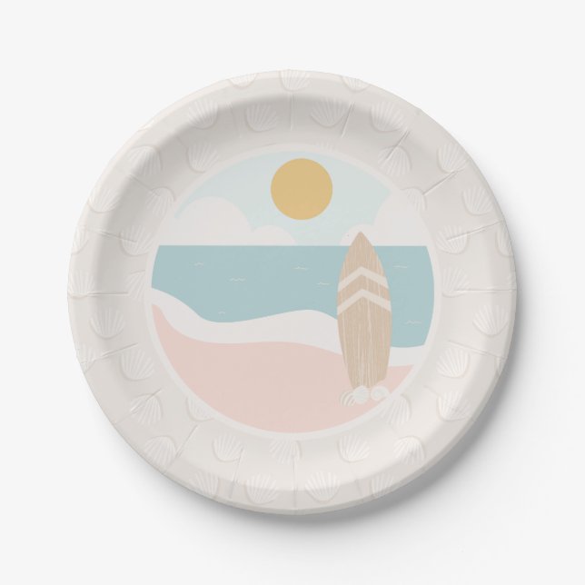 Surfboard Beach Baby Duschpapierplatte Pappteller (Vorderseite)