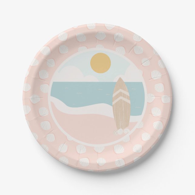 Surfboard Beach Baby Duschpapierplatte Pappteller (Vorderseite)