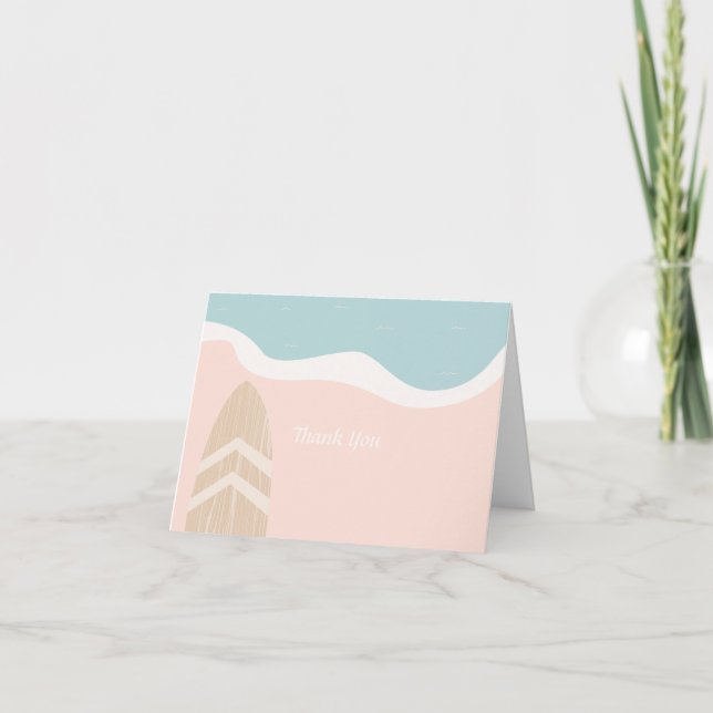 Surfboard Beach Baby shower Carte de remerciements (Devant)