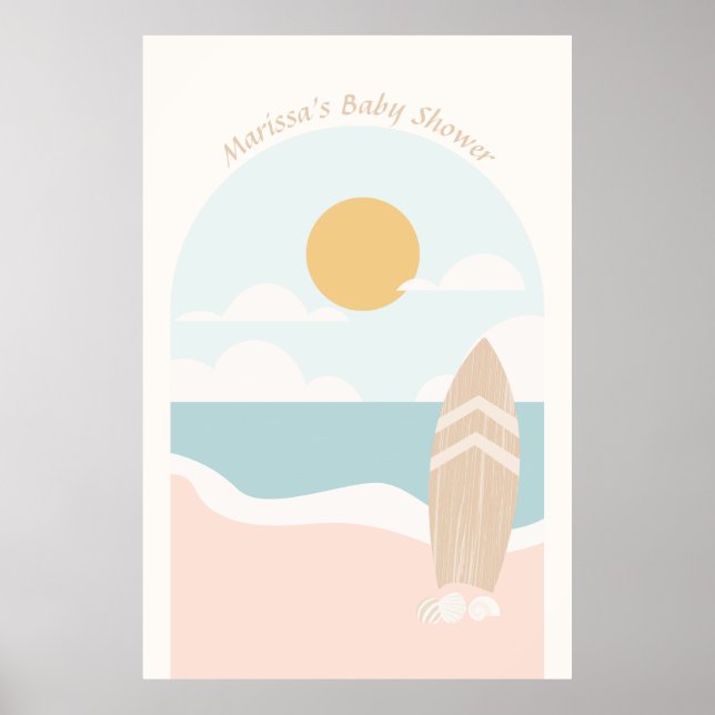 Surfboard Beach Baby Showposter Poster (Vorne)