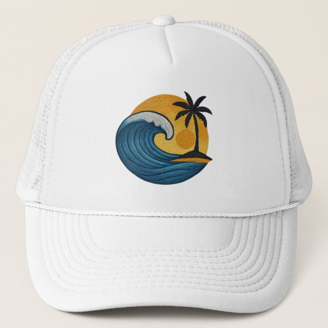 Surfboard für tropische Hibiskus Truckerkappe (Vorderseite)