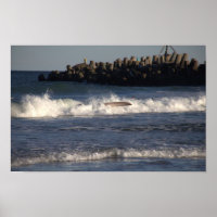 Surfboard in Waves Poster