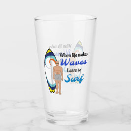 Surfboard Ocean Waves Blue Motivierend Zitat Glas