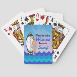 Surfboard Ocean Waves Blue Motivierend Zitat Spielkarten