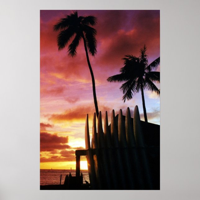 Surfboard Sunset Poster (Vorne)