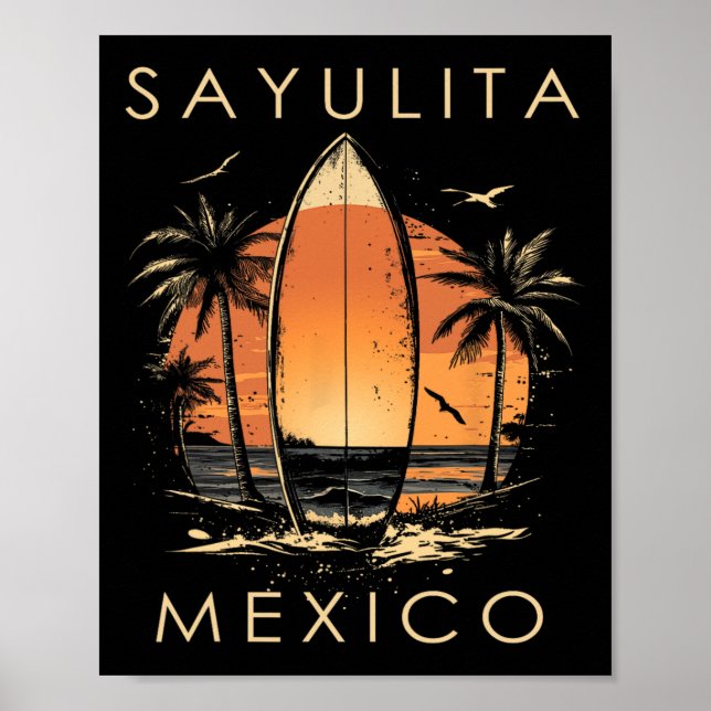 Surfboarder Sayulita Mexico Beach Surfing Surfer V Poster (Vorne)