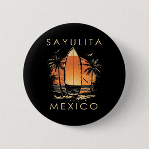 Surfboarder Sayulita Mexiko Strand Surfen Surfer V Button