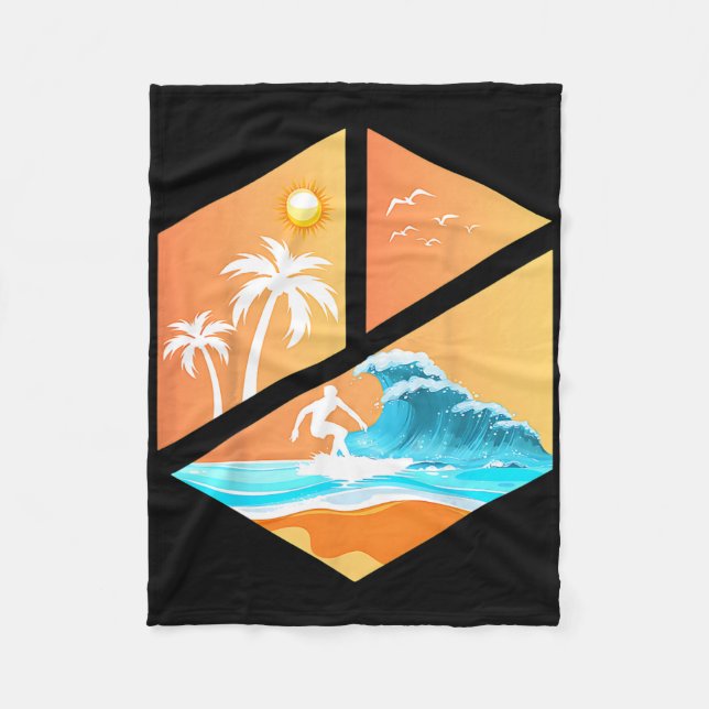 Surfboarder Surfer Retro Vintage Clic Surfing Surf Fleecedecke (Vorderseite)