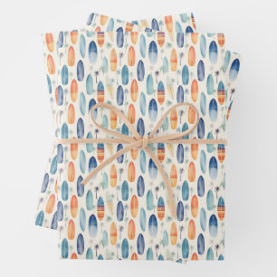 Surfboards auf Elfenbein Geschenkpapier Set
