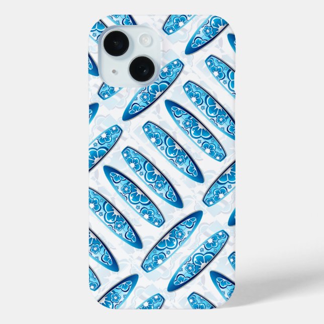 Surfboards Blaues Muster Case-Mate iPhone Hülle (Rückseite)
