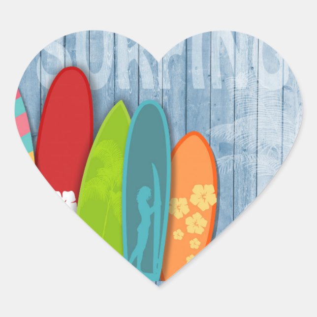 Surfboards Heftpflaster Herz-Aufkleber (Vorderseite)