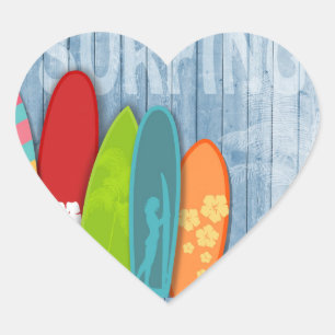 Surfboards Heftpflaster Herz-Aufkleber