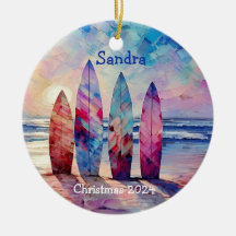 Surfboards Ornements de Noël personnalisés