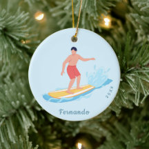 Surfboy Surfer Reiten einer Welle Name & Jahr Wass