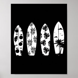 Surfbret Palmwedel Surfen Surfer Wellen Surf Stran Poster
