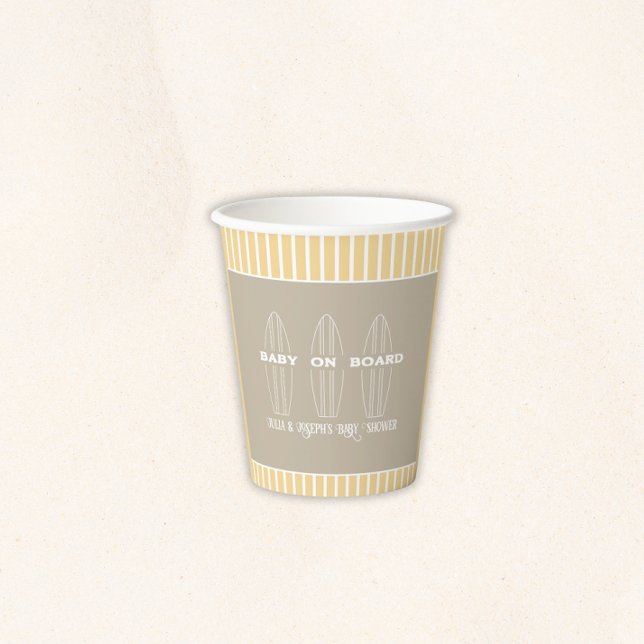 Surfbrett-Baby-Shower Einwegartikel Pappbecher (Baby on Board Gender Neutral Shower - Disposable Cups)