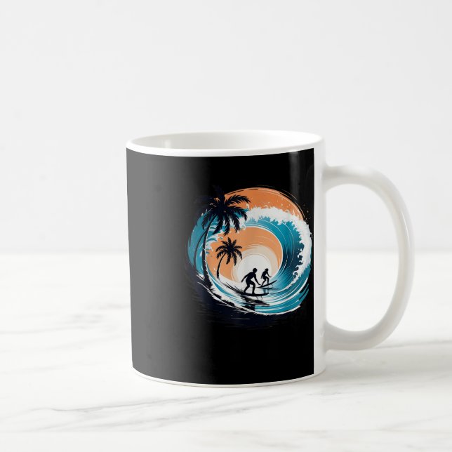 Surfbrett Hawaii Wave Surfbrett Lover Be Kaffeetasse (Rechts)