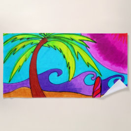 Surfbrett im Sand Strandtuch