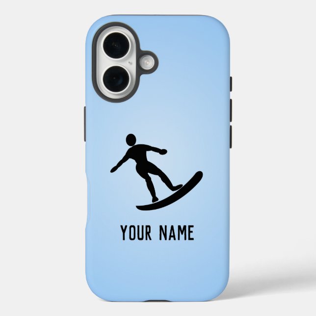 Surfbrett, klassische Pose - Typ hinzufügen iPhone 16 Hülle (Rückseite)