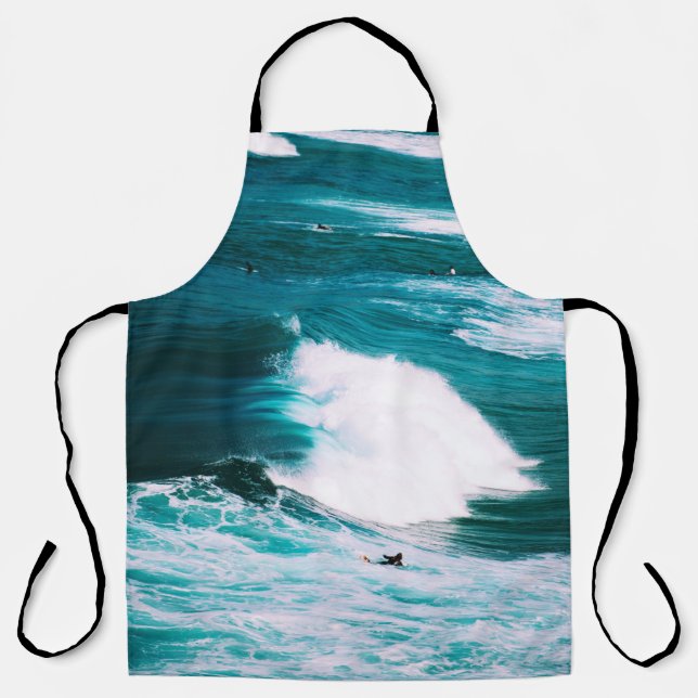 Surfbrett mit Meereswellen Schürze (Vorderseite)