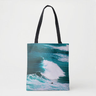 Surfbrett mit Meereswellen Tasche
